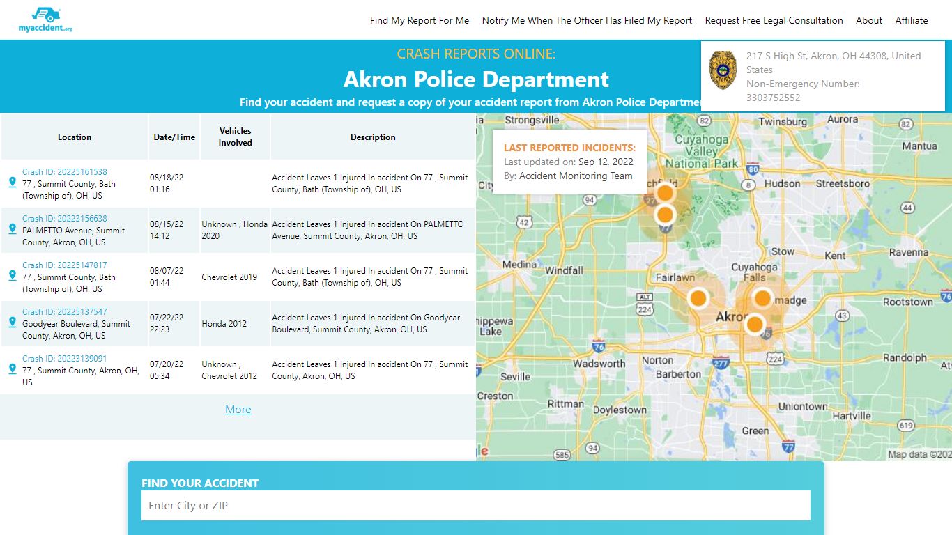 Online Crash Reports for Akron Police Department - MyAccident.org
