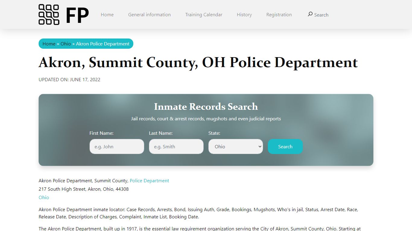 Akron, OH Police - City Jail Inmates, Arrests